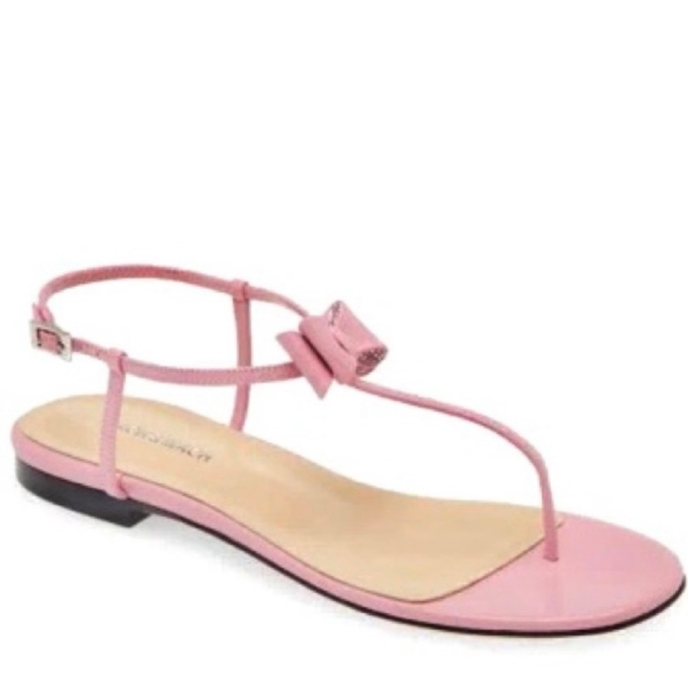 NEW MACH & MACH PINK LEATHER THONG STRAP SANDALS